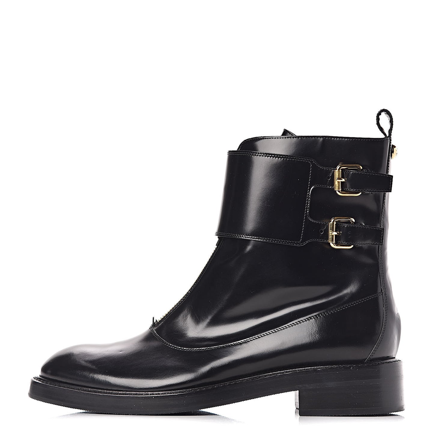 Glazed Calfskin Boots 38.5 Black