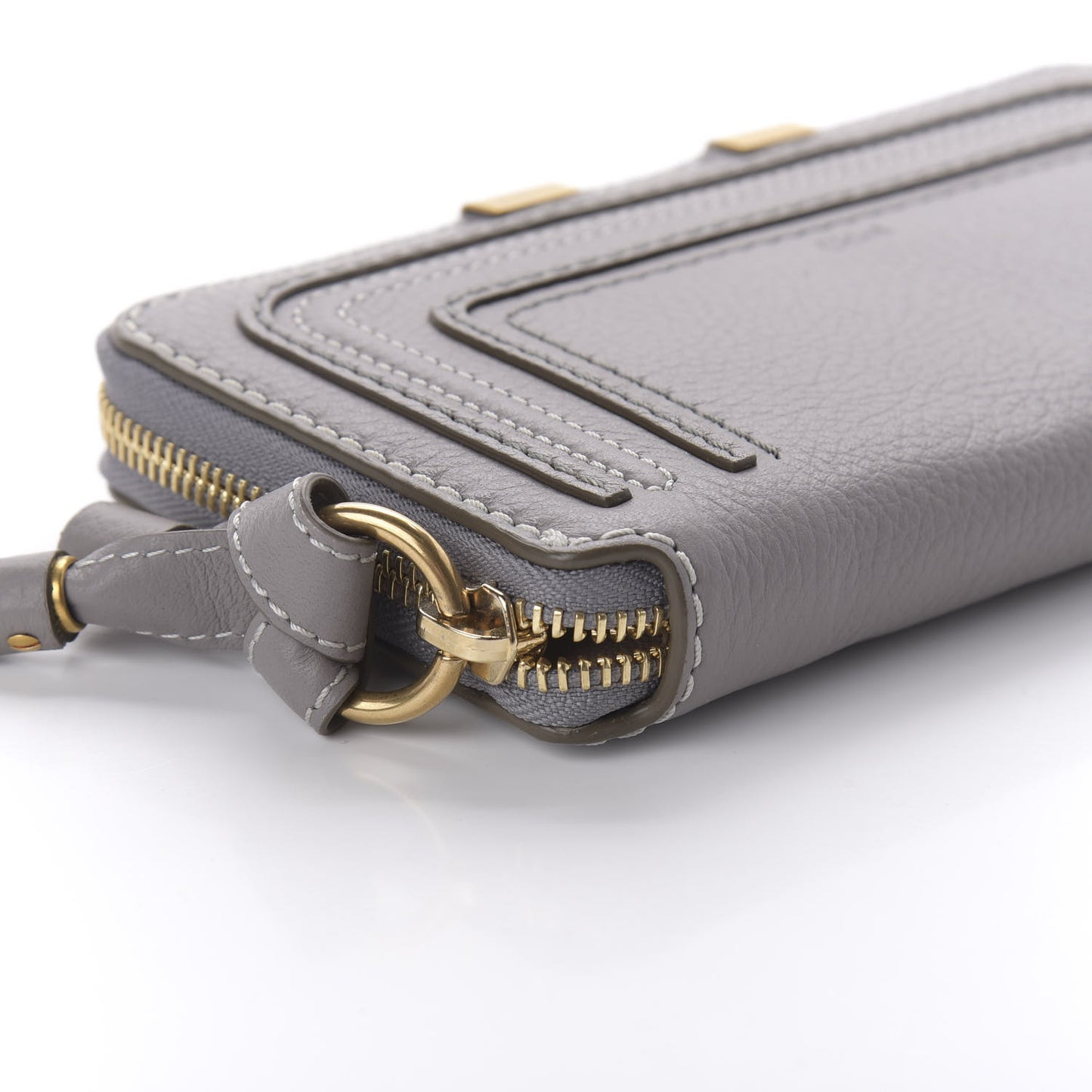 Calfskin Marcie Long Zip Around Wallet Cashmere Grey