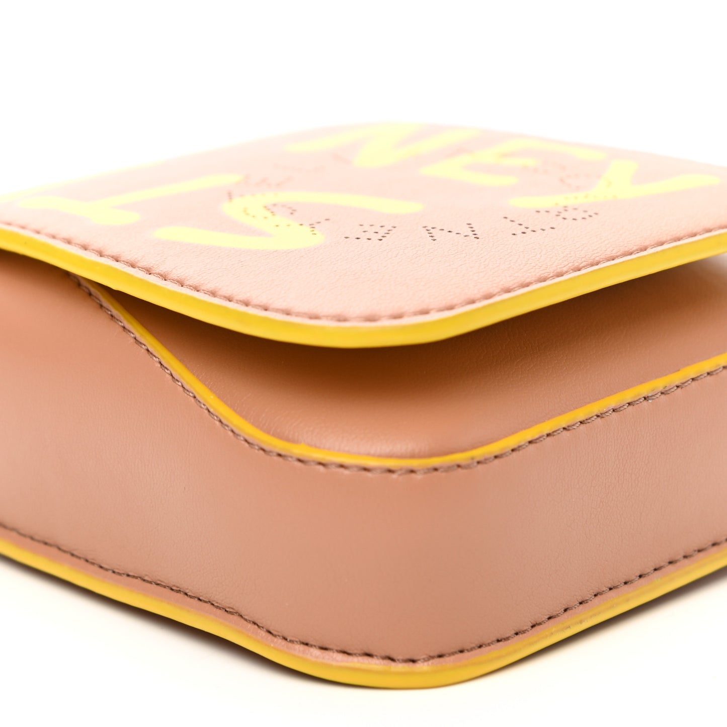 Eco Alter Nappa Perforated Graffiti Logo Micro Coin Purse Yellow