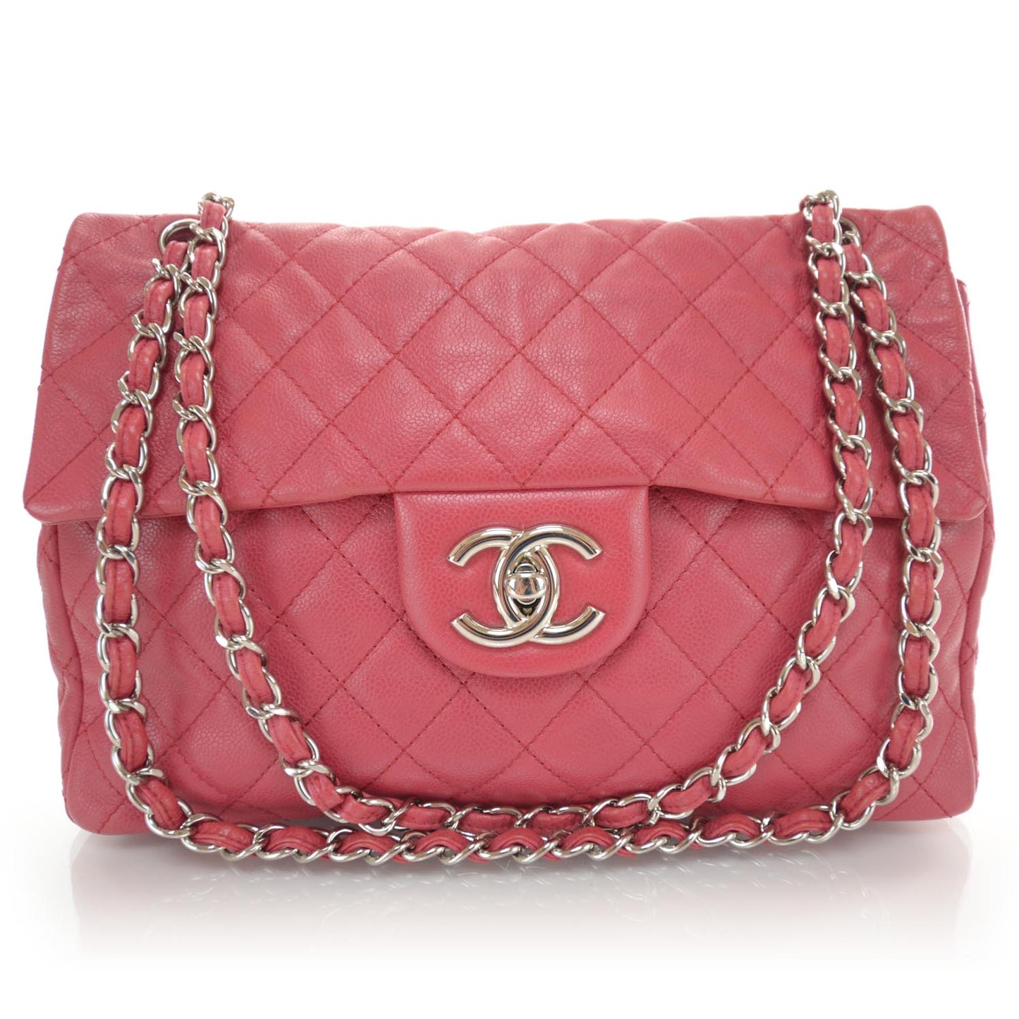 Washed Caviar Maxi Flap Fuchsia