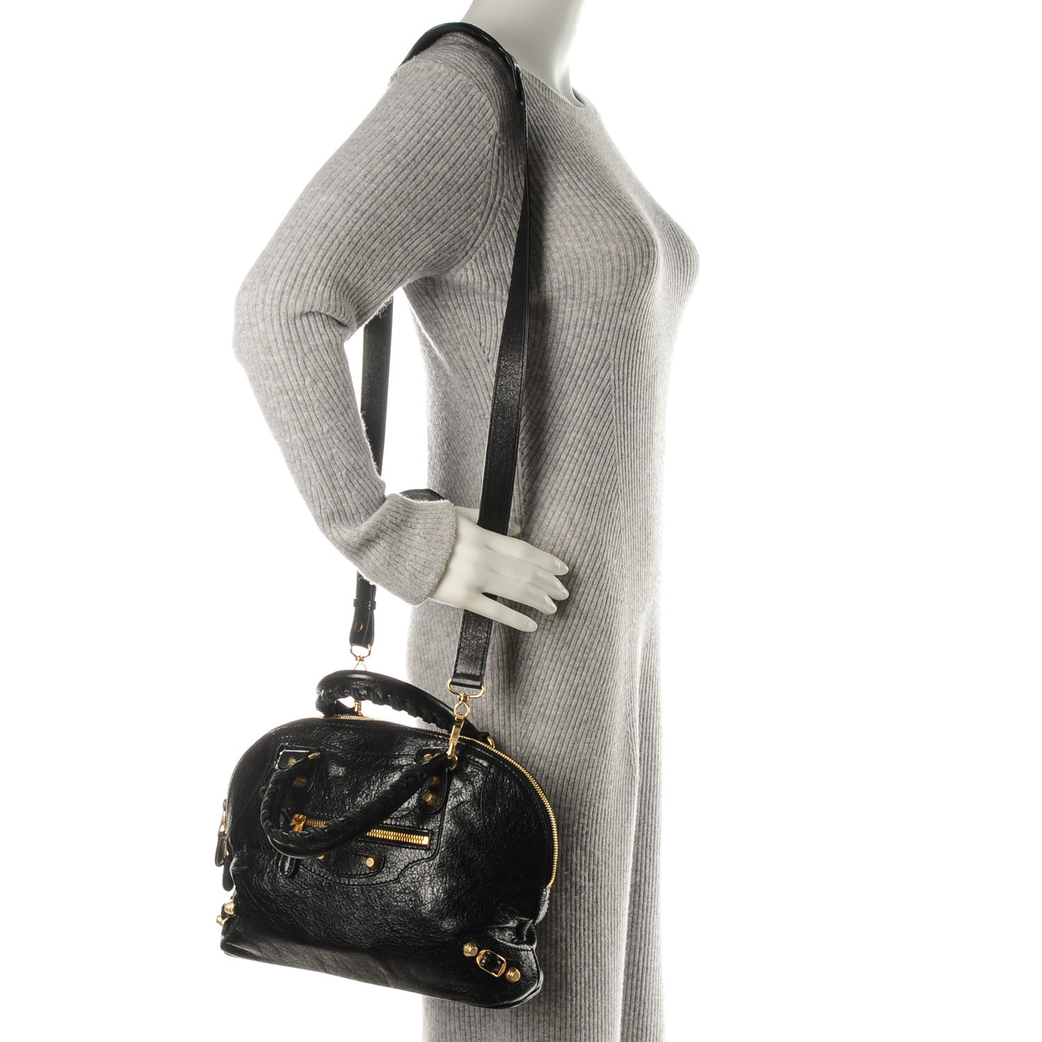 Balenciaga Agneau Giant 12 Gold Hardware Bowling Bag Black 2 of 7