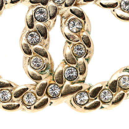 Chanel Crystal Chain Link CC Earrings Gold 5 of 7