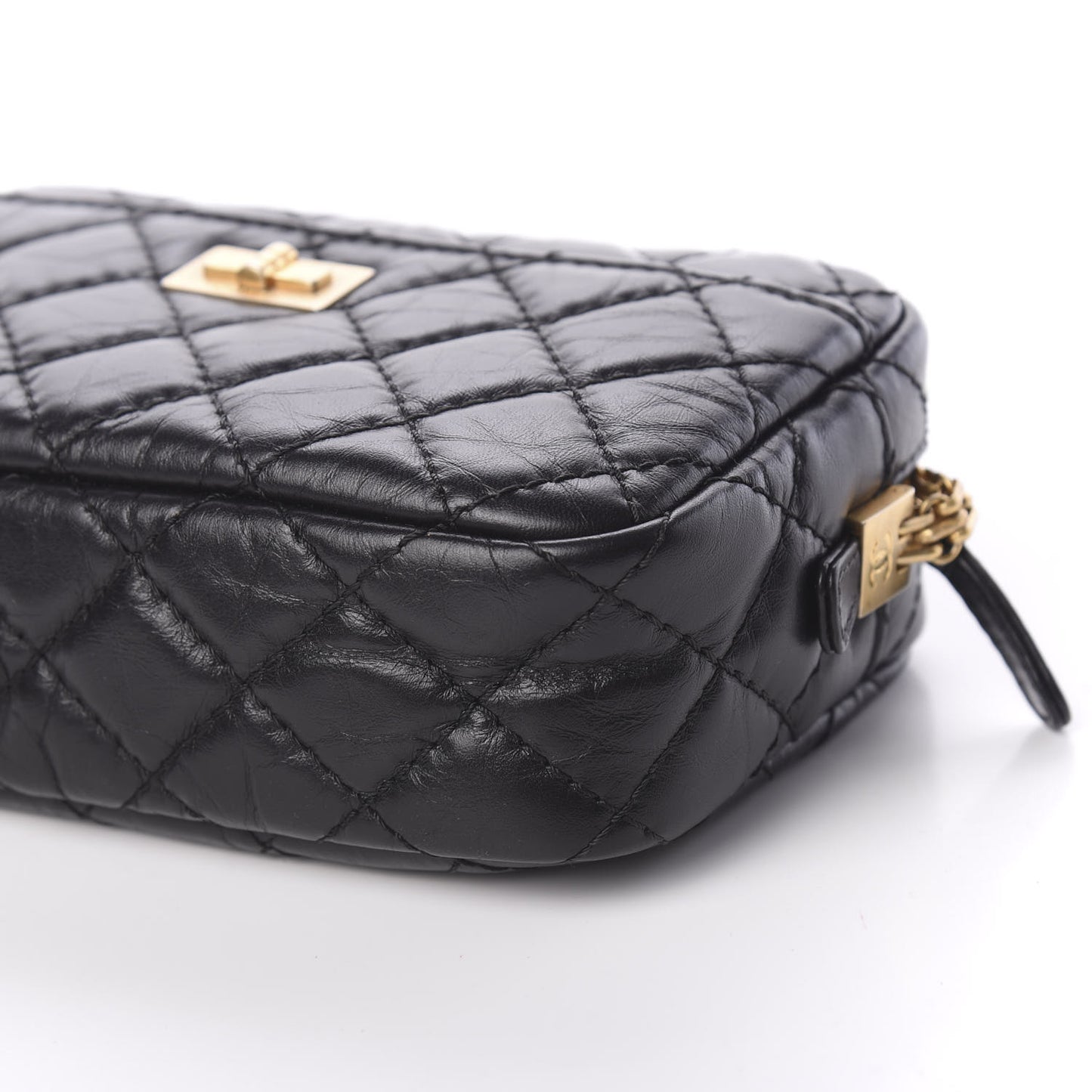 Aged Calfskin Quilted Small Reissue Camera Case Black