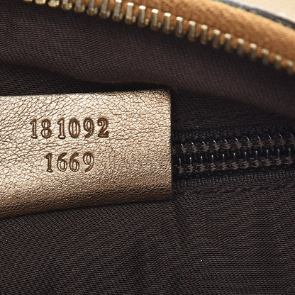 Gucci Monogram Web Medium Half Moon Hobo Gold Pink 7 of 7