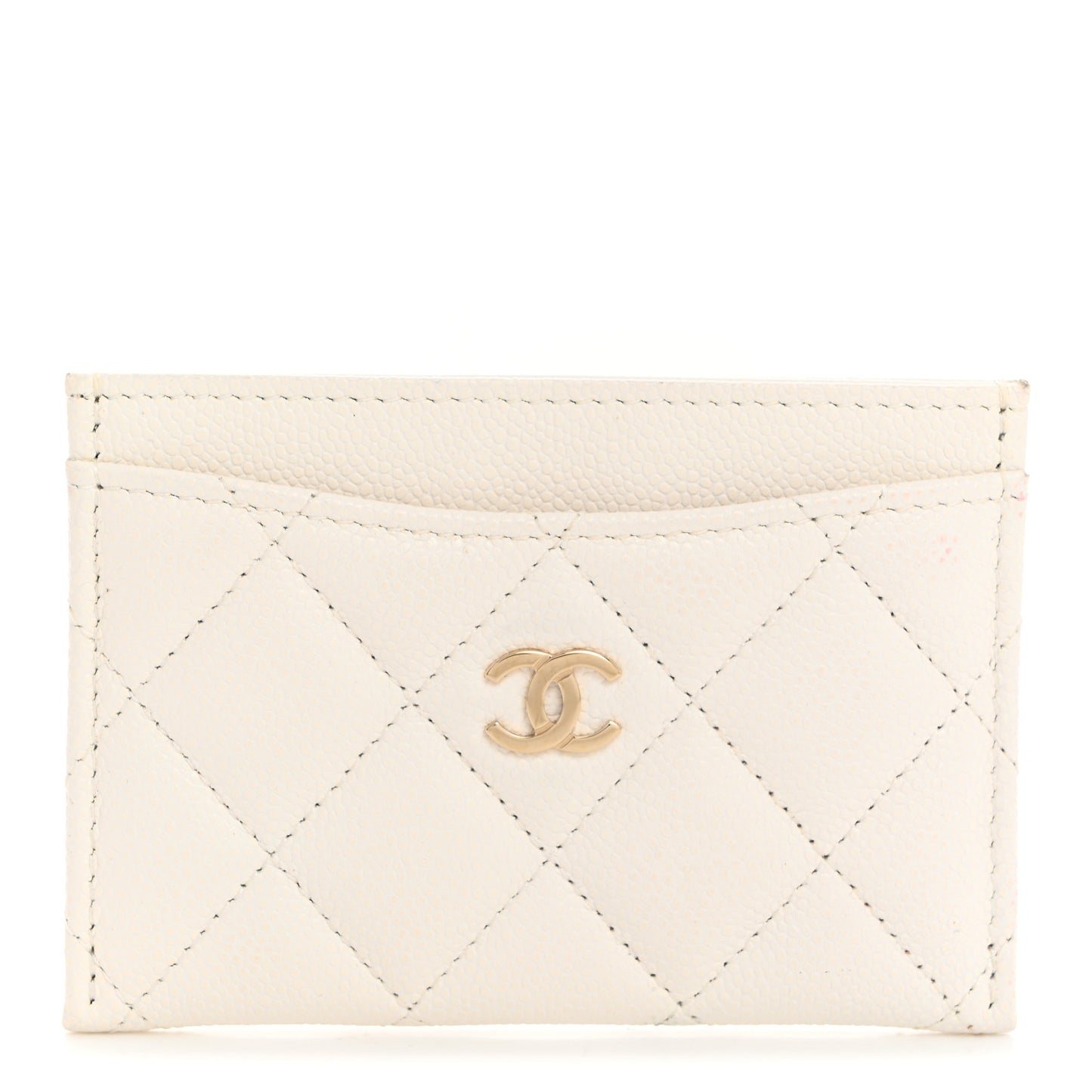 Caviar Quilted Card Holder White