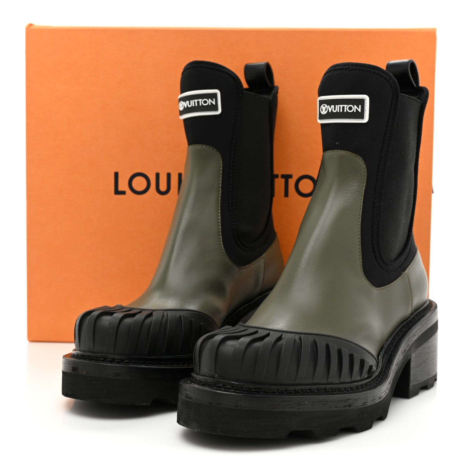 Louis Vuitton Calfskin Beaubourg Ankle Boots 37.5 Black Green 10 of 10