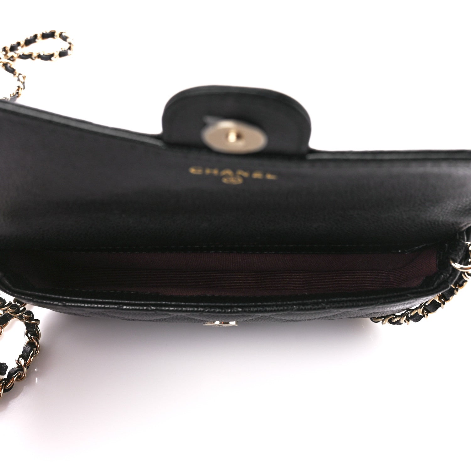 Chanel Caviar Quilted Flap Phone Holder With Chain Black 5 of 13