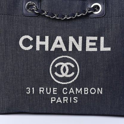 Chanel Denim Large Deauville Tote Dark Blue 10 of 11