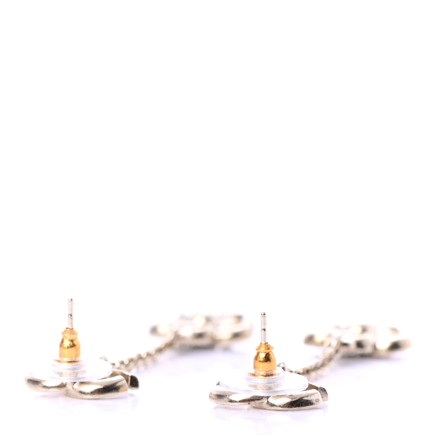 Chanel Crystal CC Camellia Drop Earrings Black Gold 3 of 4