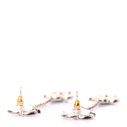 Chanel Crystal CC Camellia Drop Earrings Black Gold 3 of 4