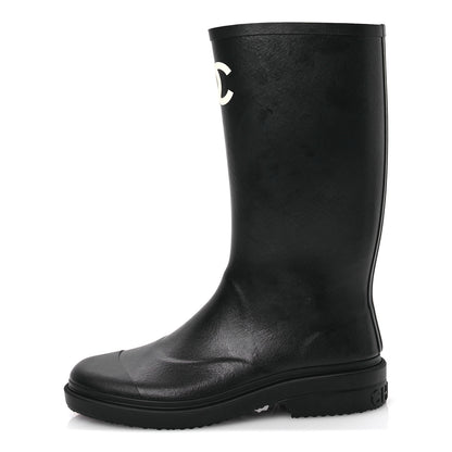 Chanel Caoutchouk CC High Boots 40 Black 1 of 9