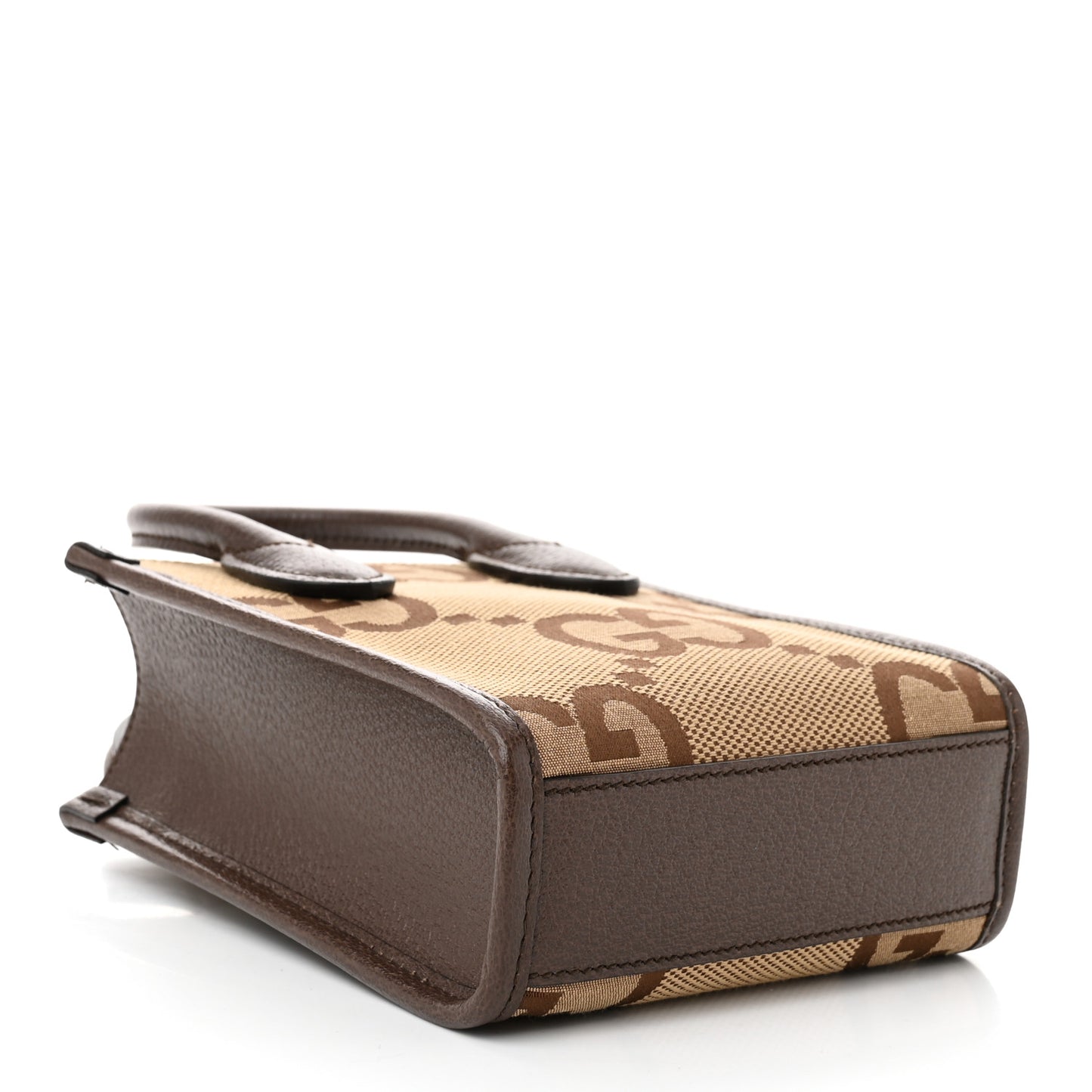 Monogram Jumbo GG Textured Dollar Calfskin Web Mini Vertical Tote Camel Ebony New Acero