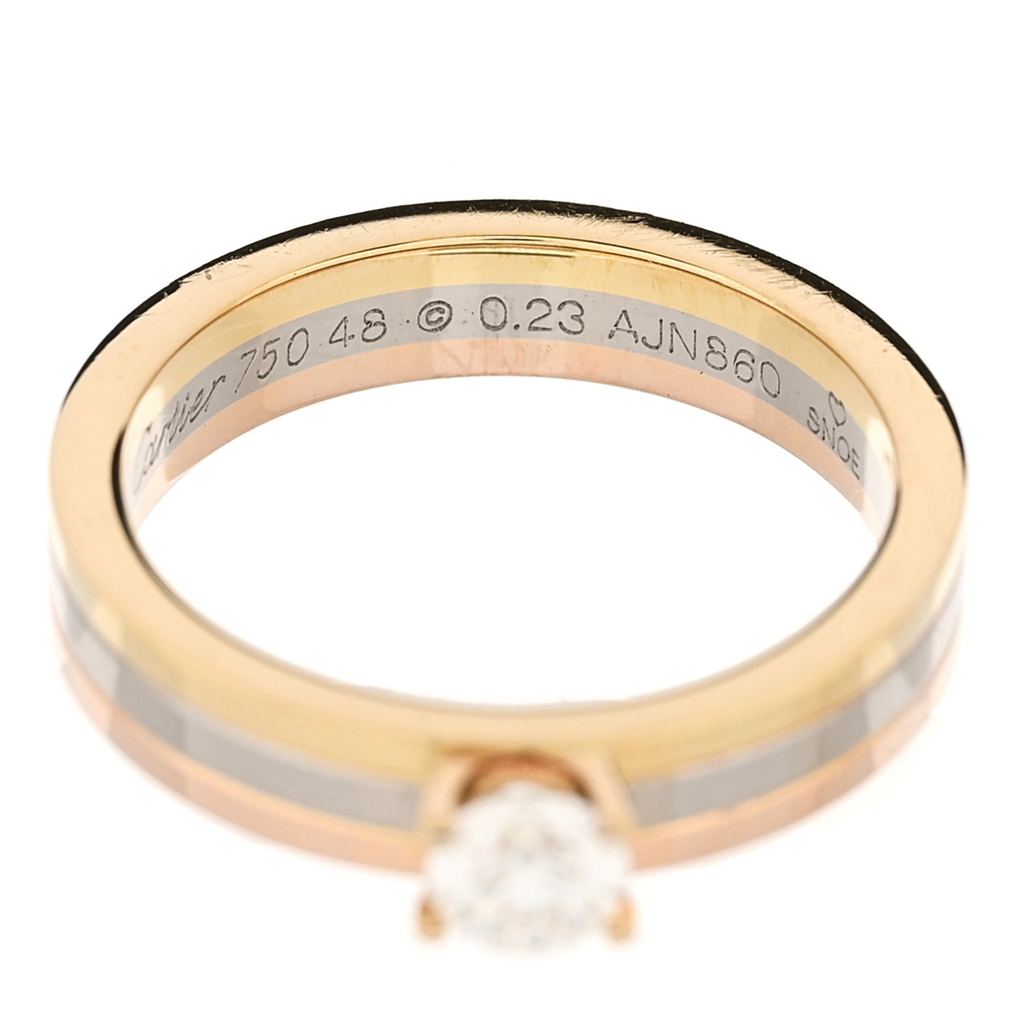 18K Pink Yellow White Gold Diamond .23ct Solitaire Trinity Engagement Ring 48 4.5