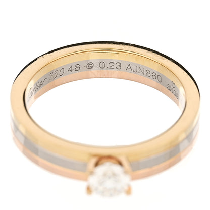 Cartier 18K Pink Yellow White Gold Diamond .23ct Solitaire Trinity Engagement Ring 48 4.5 5 of 5