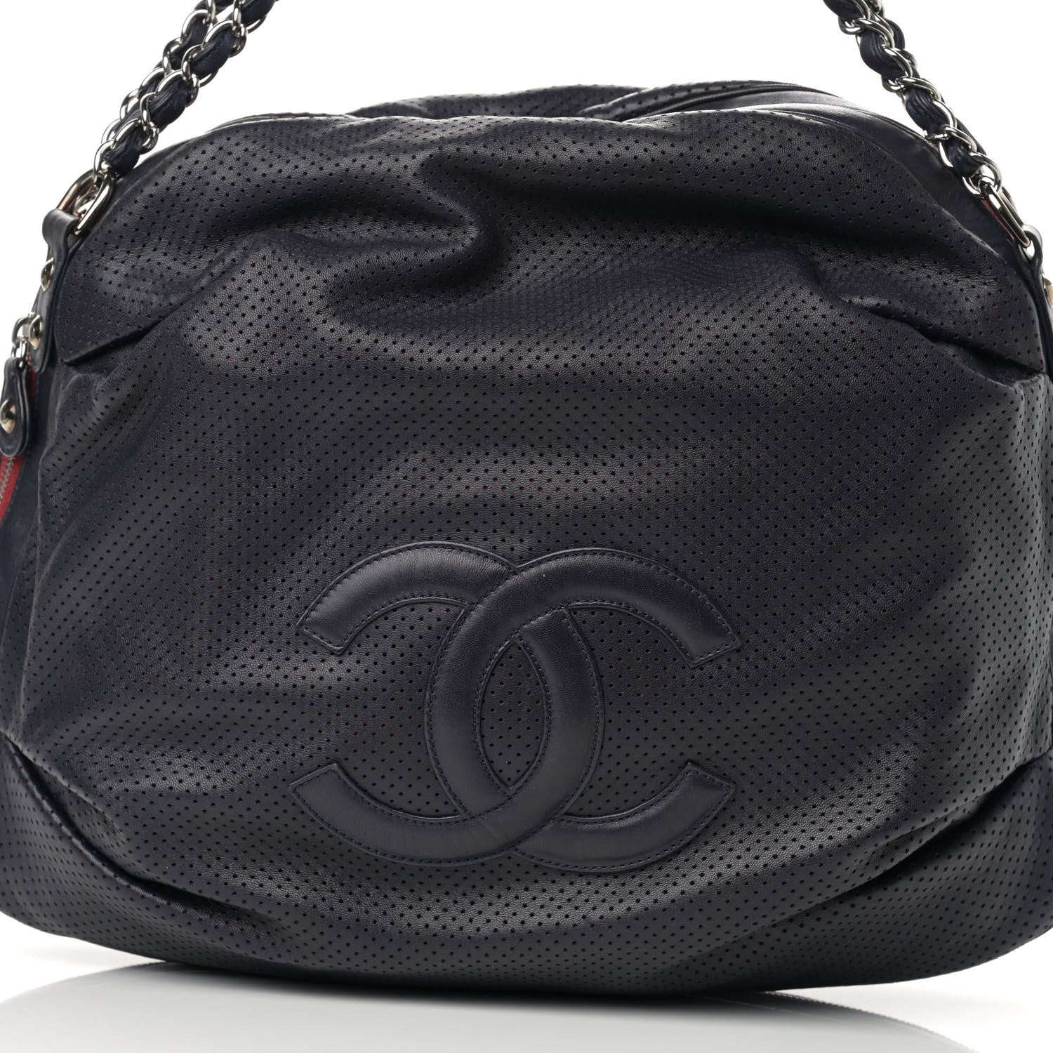 Chanel Lambskin Perforated Baseball Spirit Ligne Bag Navy 8 of 15