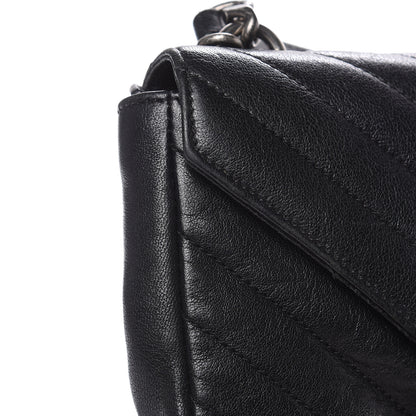 Saint Laurent Sheepskin Matelasse Chevron Monogram College Chain Wallet Black 10 of 18