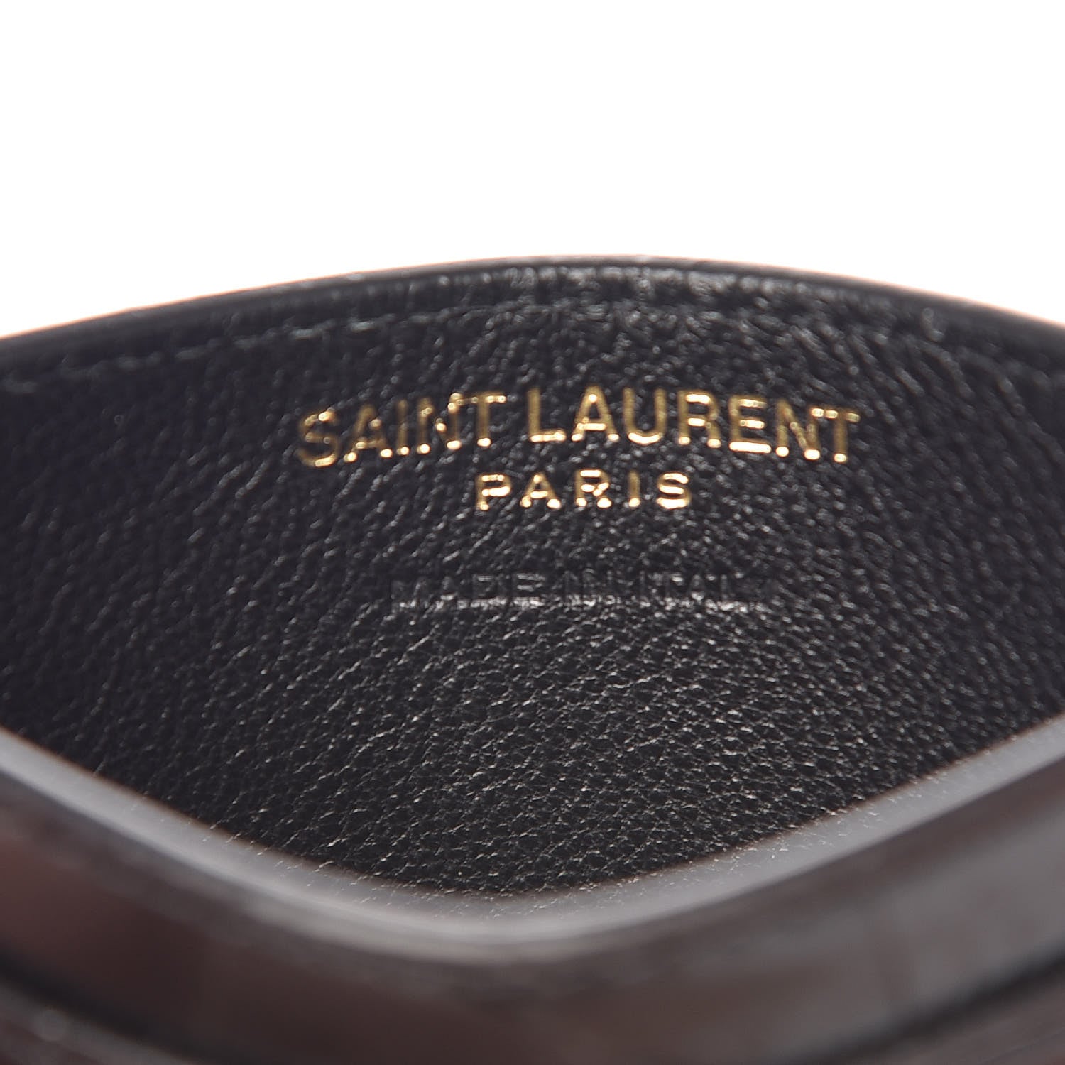 Saint Laurent Calfskin Crocodile Embossed Monogram Credit Card Case Black 6 of 8