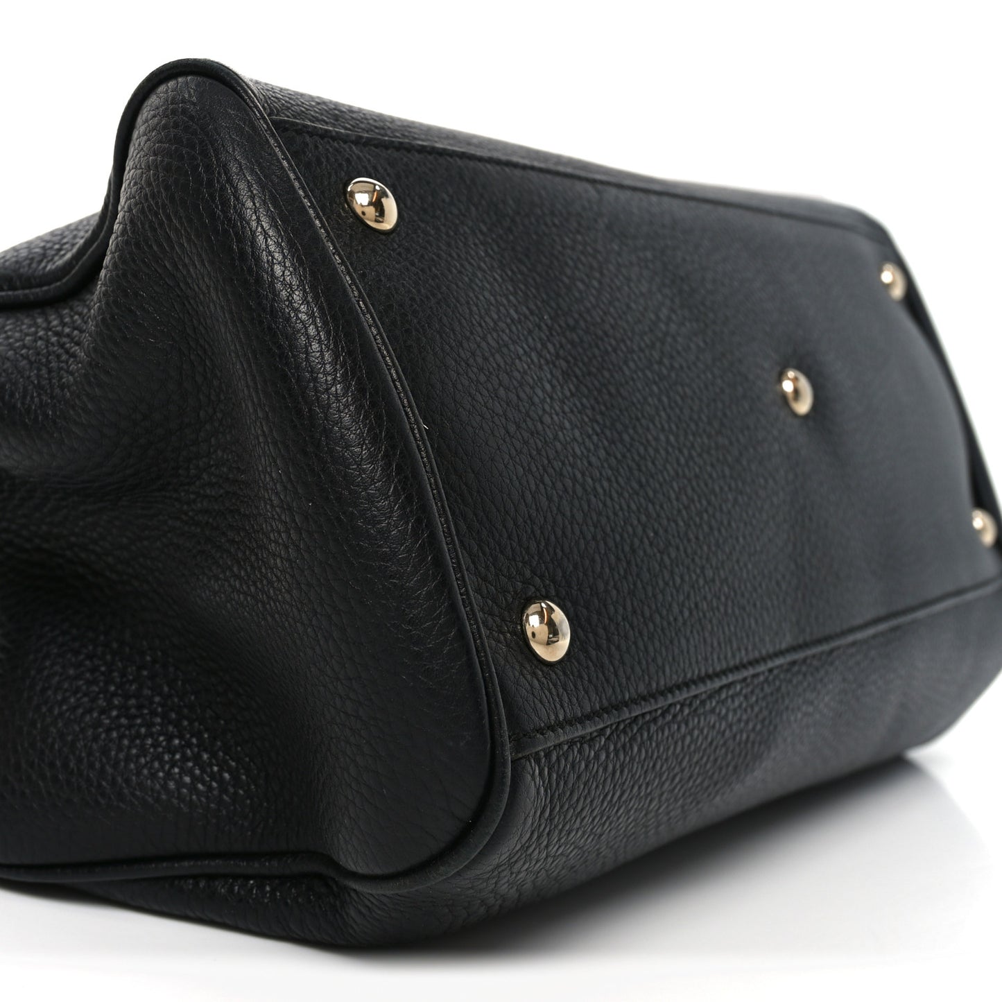 Pebbled Calfskin Medium Bamboo Shopper Tote Black