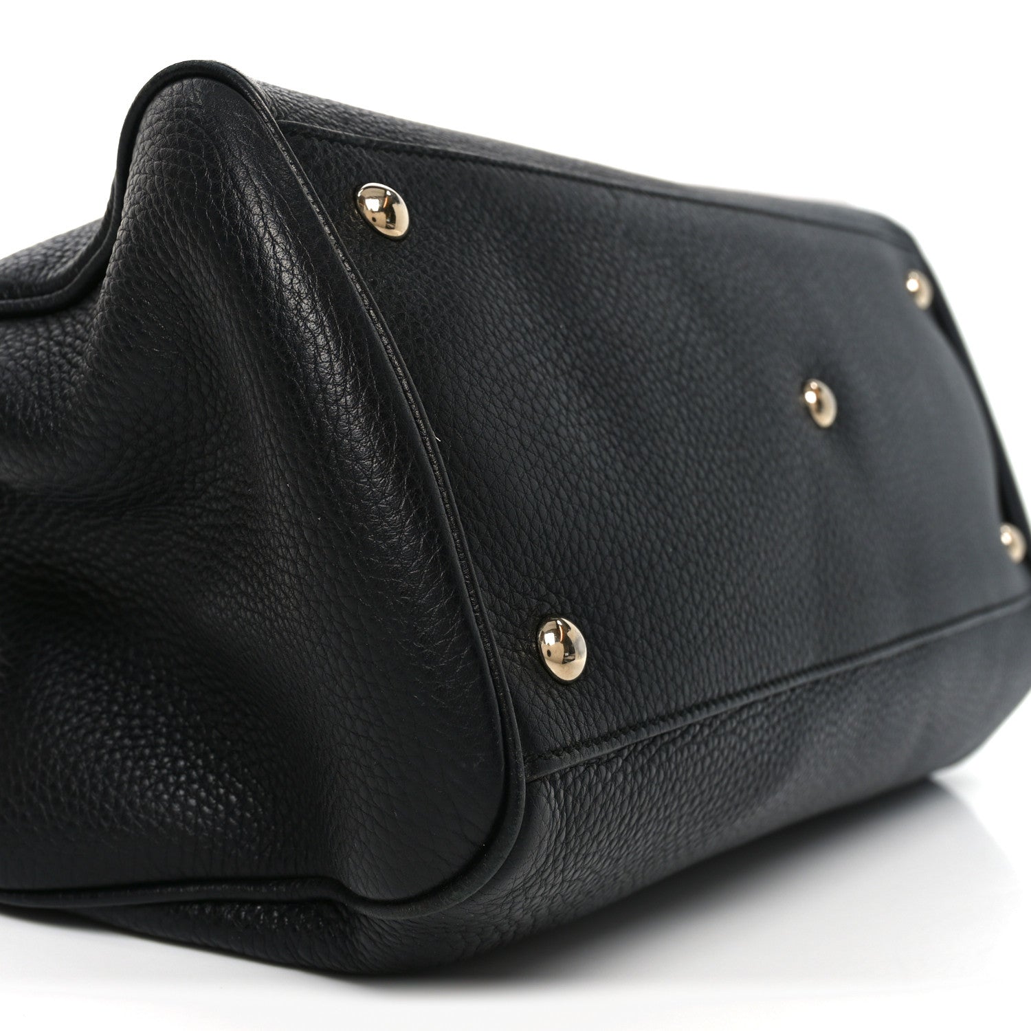 Gucci Pebbled Calfskin Medium Bamboo Shopper Tote Black 9 of 11