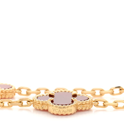 Van Cleef & Arpels 18K Yellow Gold Carnelian 20 Motifs Vintage Alhambra Necklace 4 of 5