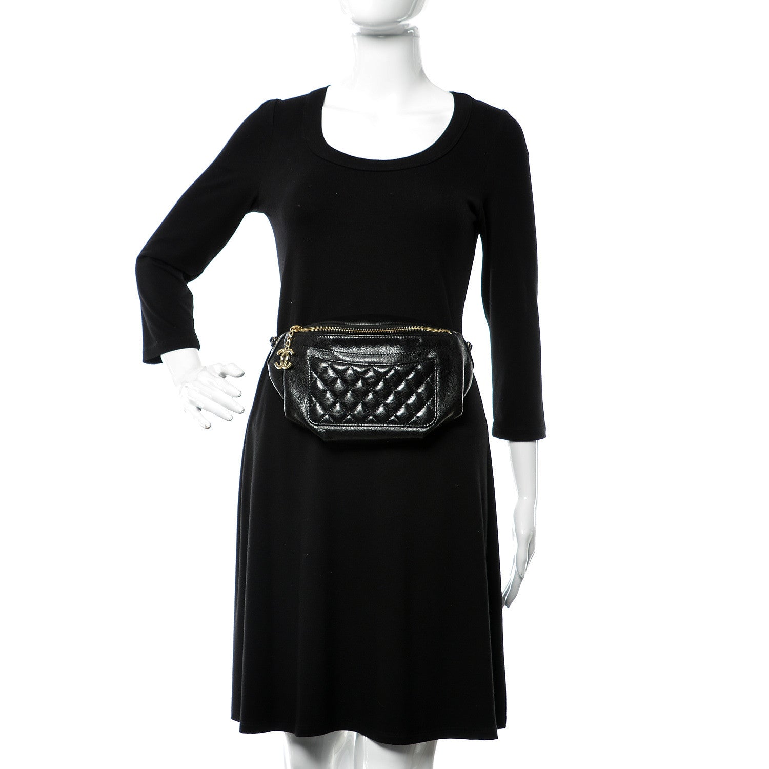 Chanel Crumpled Glazed Lambskin Quilted Waist Bag Fanny Pack Black 2 of 9