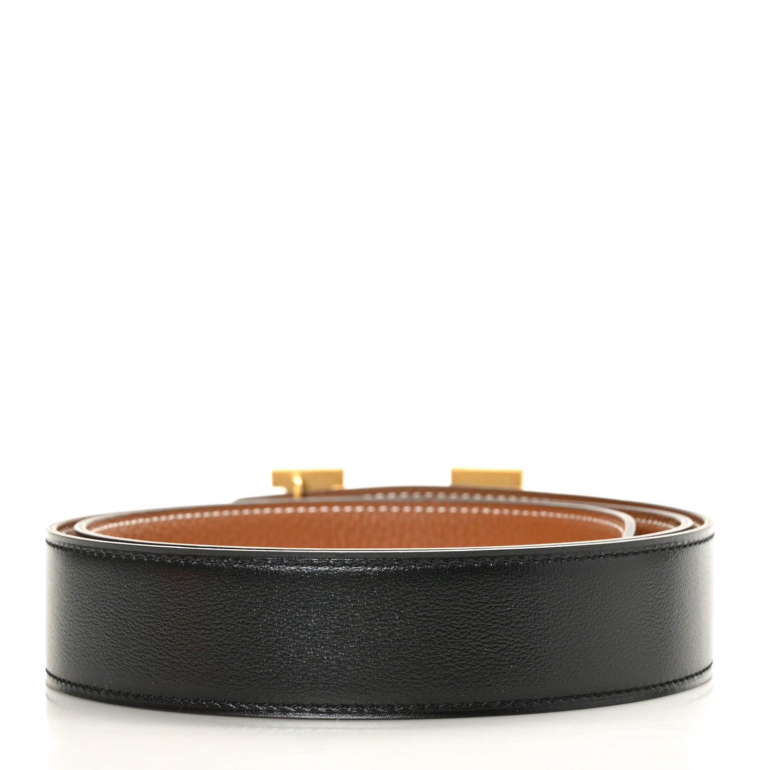 Hermes Box Togo 32mm Striee H Belt 85 Black Gold 2 of 5