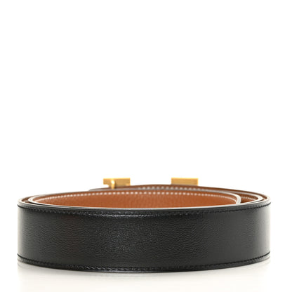 Hermes Box Togo 32mm Striee H Belt 85 Black Gold 2 of 5