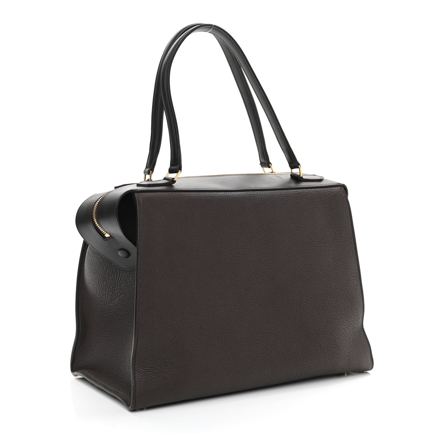 Goatskin Smooth Calfskin Medium Ring Bag Dark Taupe