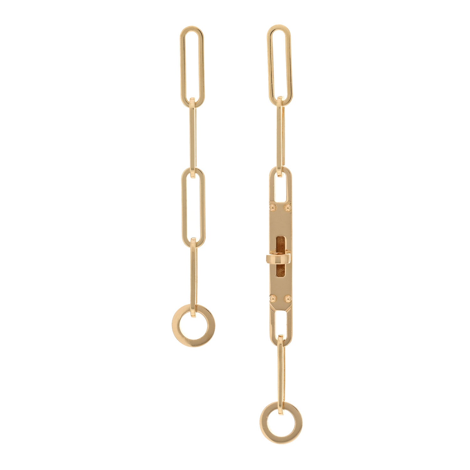 Hermes 18K Yellow Gold TPM Kelly Chaine Earrings 1 of 5