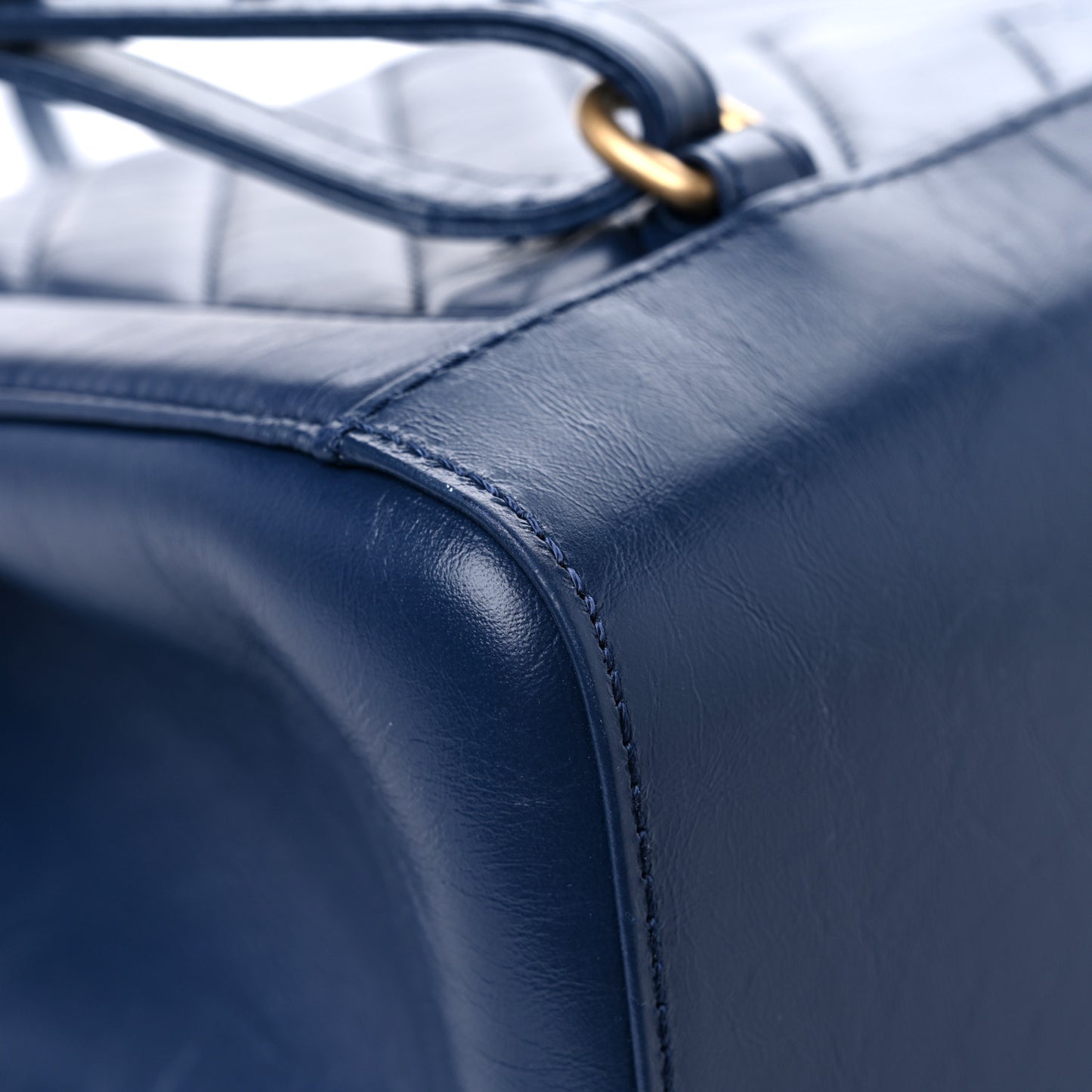 Aged Calfskin Chevron Quilted Backpack Navy
