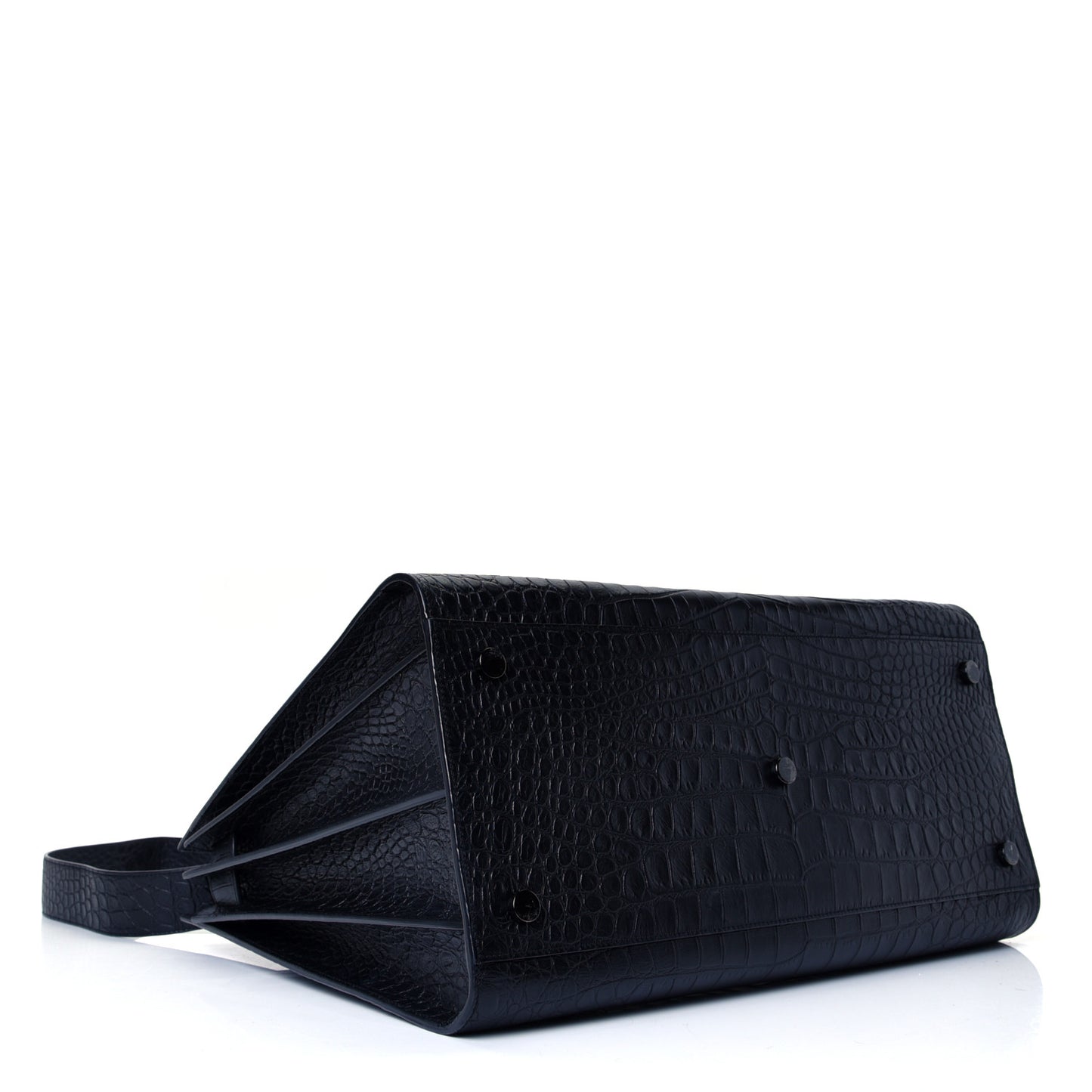 Calfskin Crocodile Embossed Large Sac De Jour Carryall Black