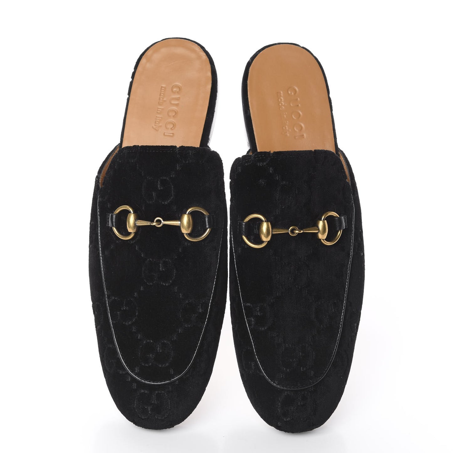 Velvet GG Monogram Mens Princetown Slippers 8.5 Black