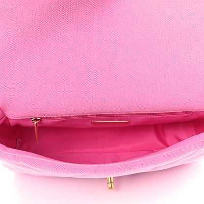 Chanel Denim Quilted Medium Chanel 19 Flap Neon Pink 5 of 9