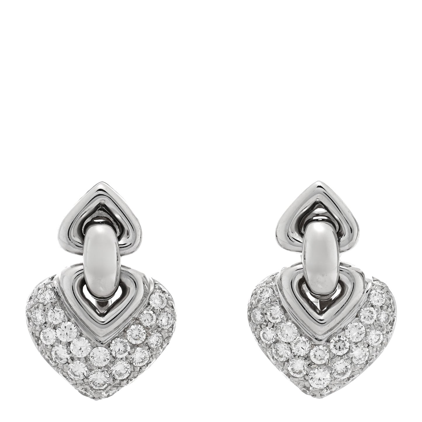 18K White Gold Diamond Doppio Cuore Earrings