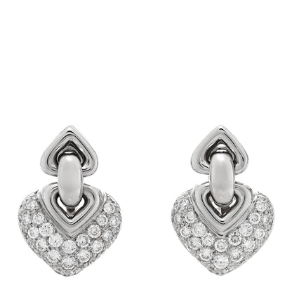 Bulgari 18K White Gold Diamond Doppio Cuore Earrings 1 of 4