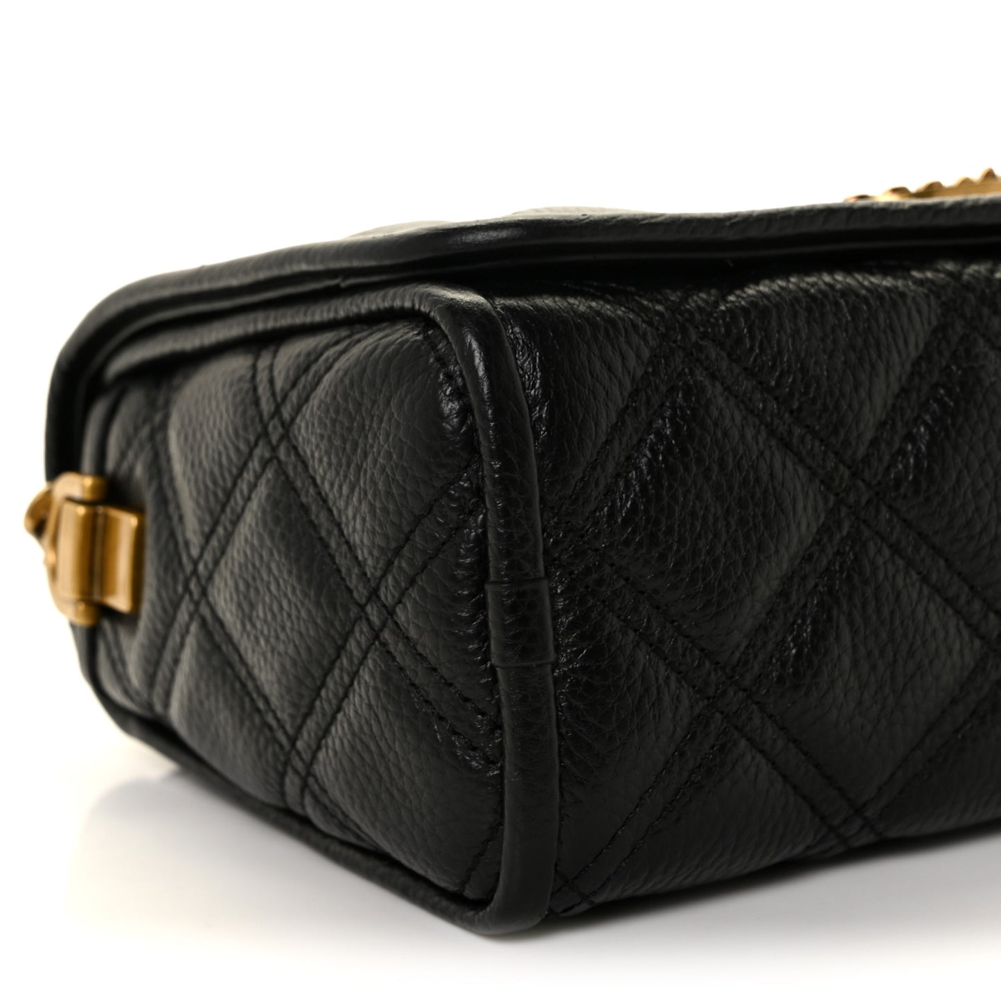 Grained Calfskin Quilted Double Stitched The Status Flap Crossbody Bag Black