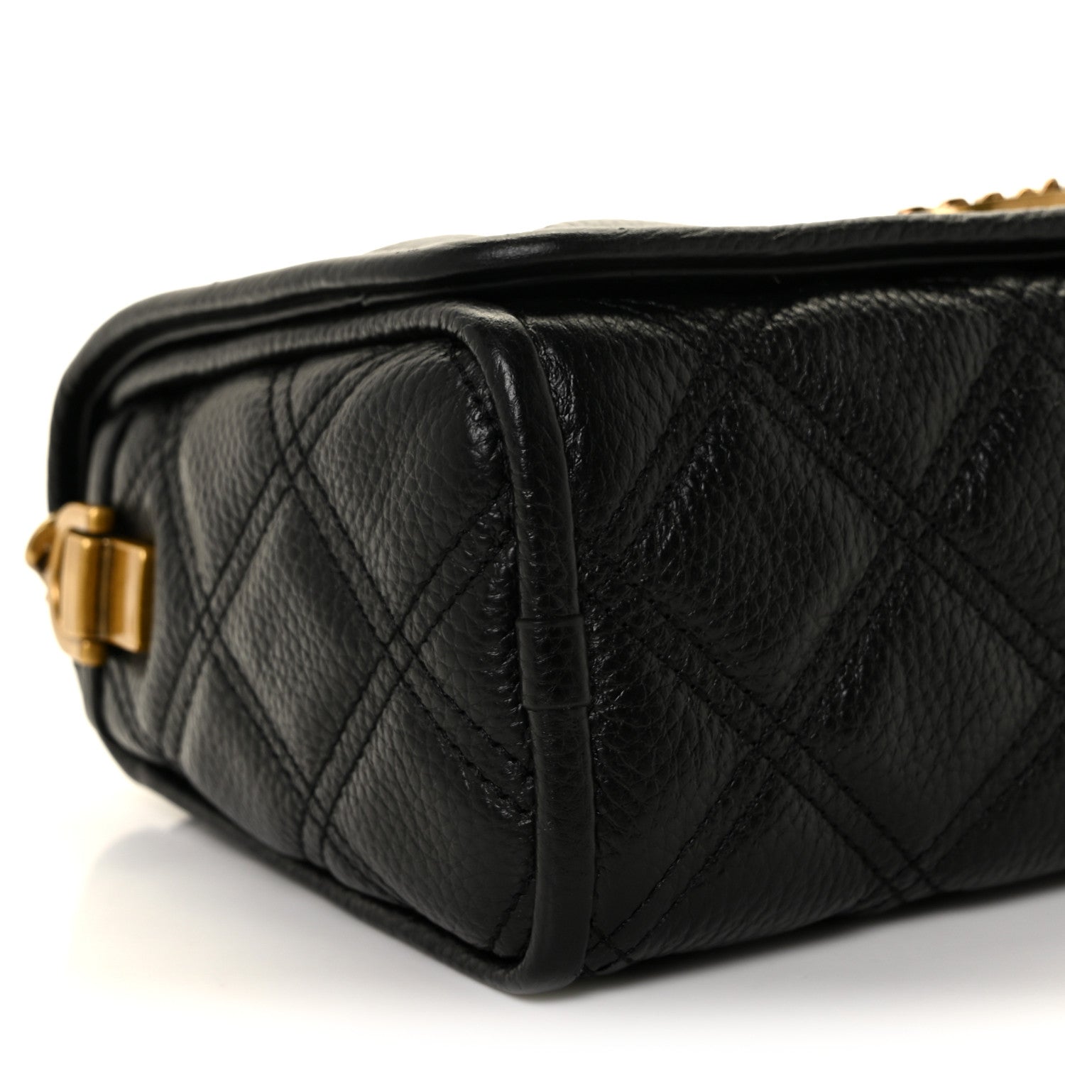 Marc Jacobs Grained Calfskin Quilted Double Stitched The Status Flap Crossbody Bag Black 7 of 8