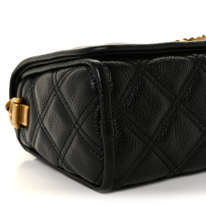 Marc Jacobs Grained Calfskin Quilted Double Stitched The Status Flap Crossbody Bag Black 7 of 8
