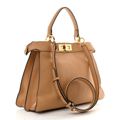 Fendi Vitello Seta Shiny Nappa Medium Peekaboo I SEE U Satchel Miele Scuro Light Rose 3 of 12