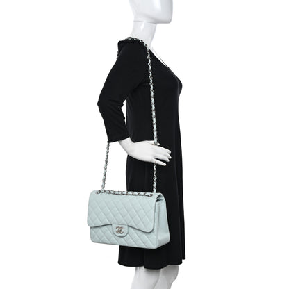 Chanel Caviar Quilted Jumbo Double Flap Light Blue 2 of 11
