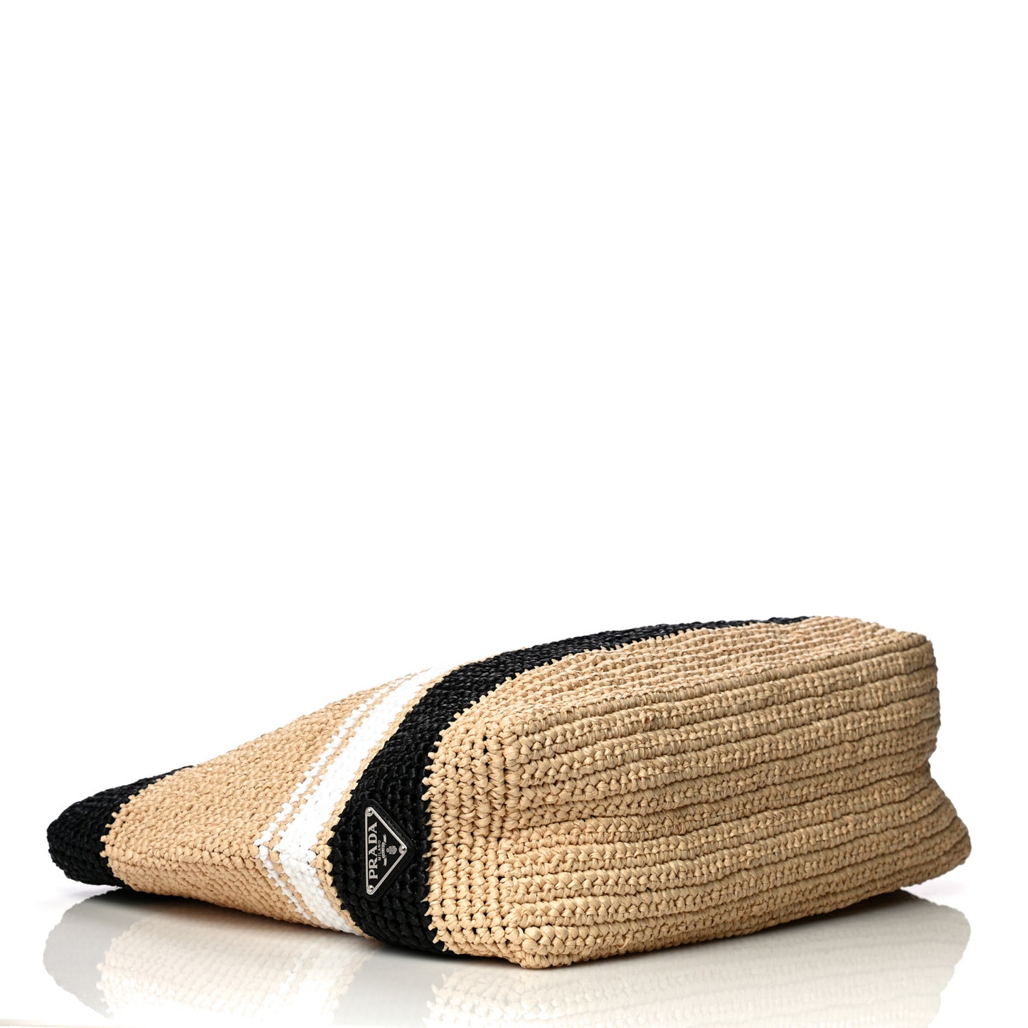 Raffia Logo Tote Naurale Black