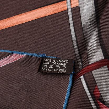 Hermes Silk Attrape Tes Reves Scarf 90 Chocolat Ardoise Taupe 5 of 6