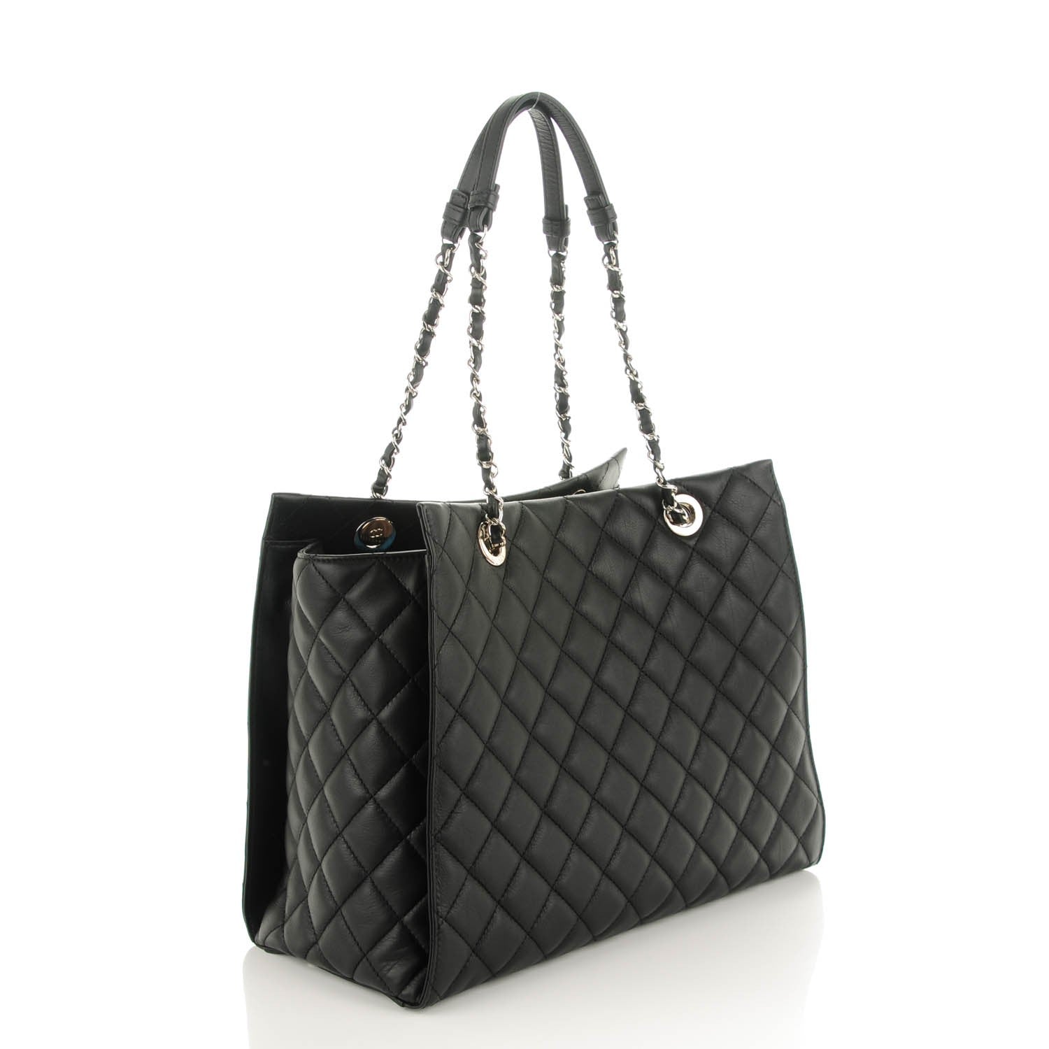 Chanel Calfskin Quilted Chic and Soft Large Shopping Tote Black 3 of 7