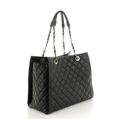Chanel Calfskin Quilted Chic and Soft Large Shopping Tote Black 3 of 7