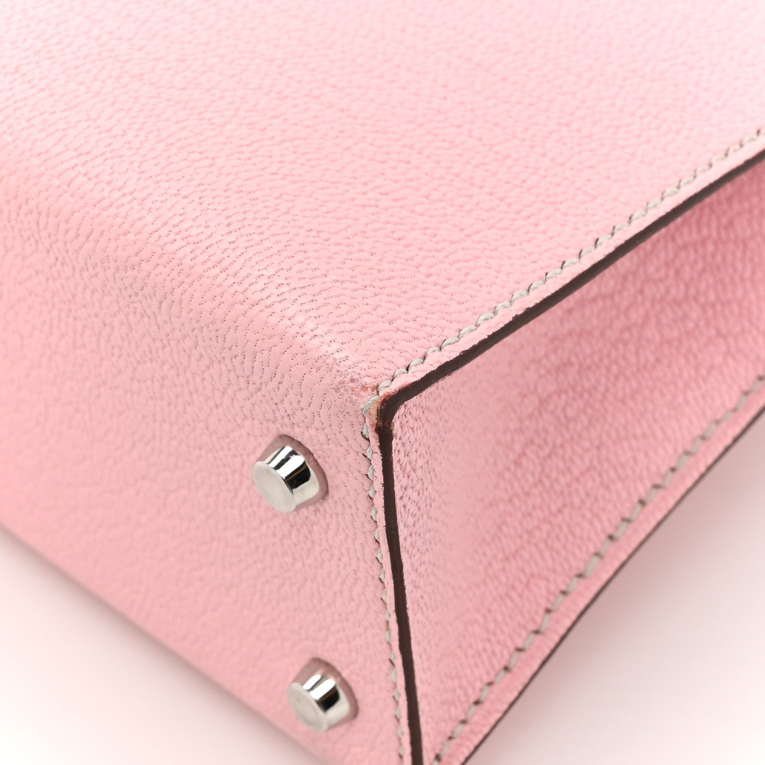 Hermes Chevre Mysore Horseshoe Mini Kelly Sellier 20 Rose Sakura Gris Perle 14 of 17
