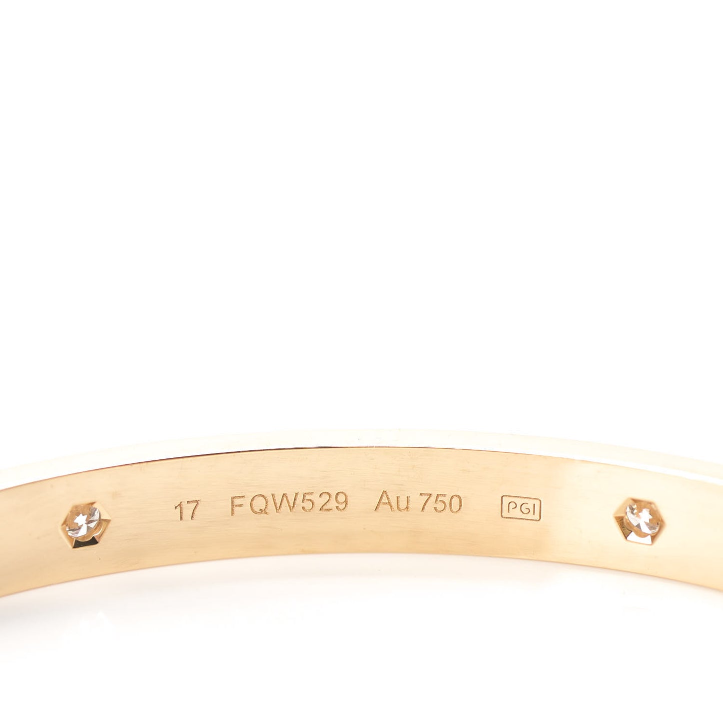 18K Yellow Gold 4 Diamond LOVE Bracelet 17