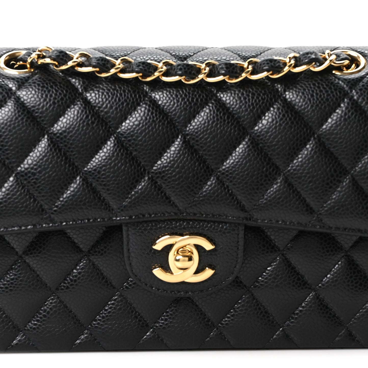 Caviar Quilted Small Double Flap Black