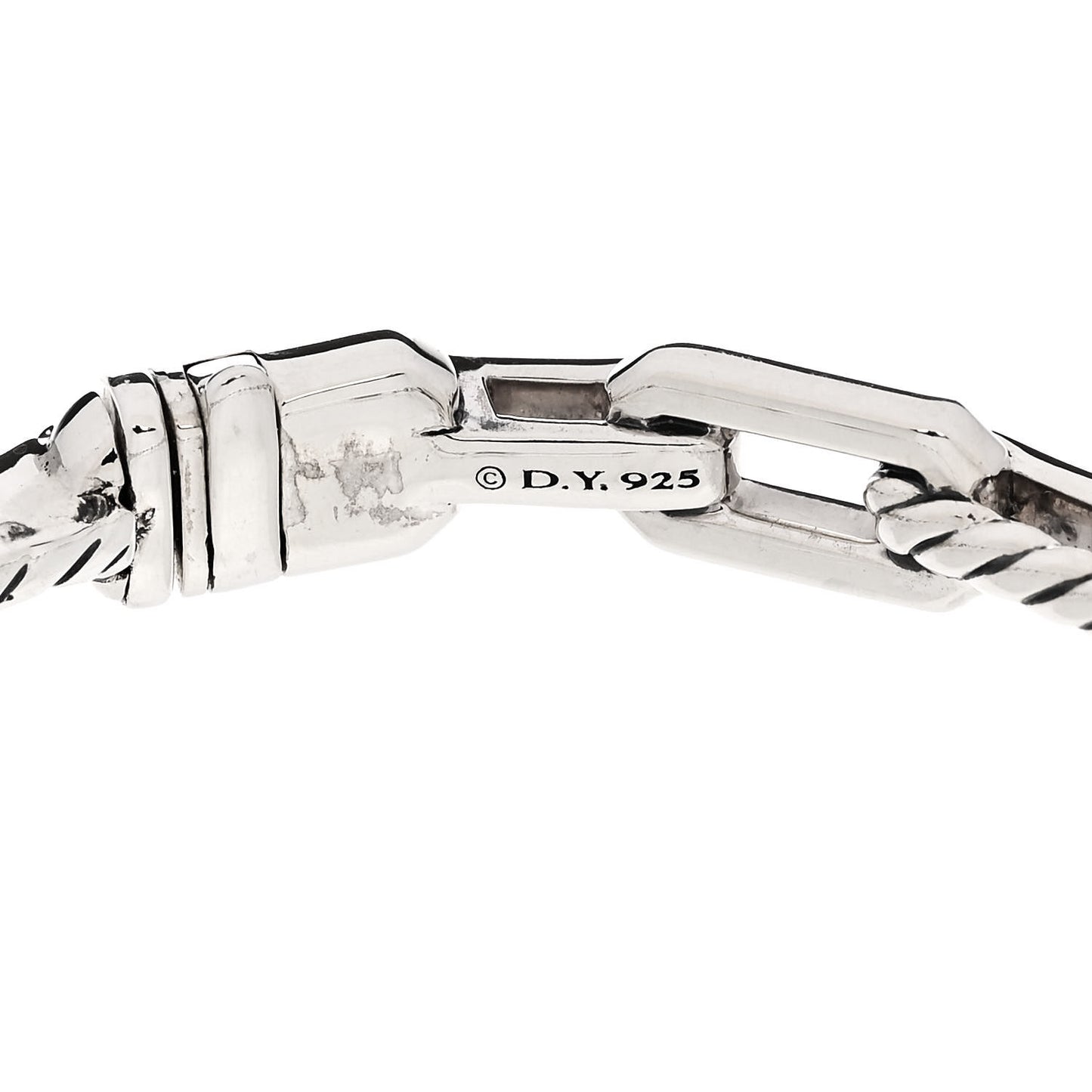 Sterling Silver Diamond 7mm Stax Link Bangle Bracelet