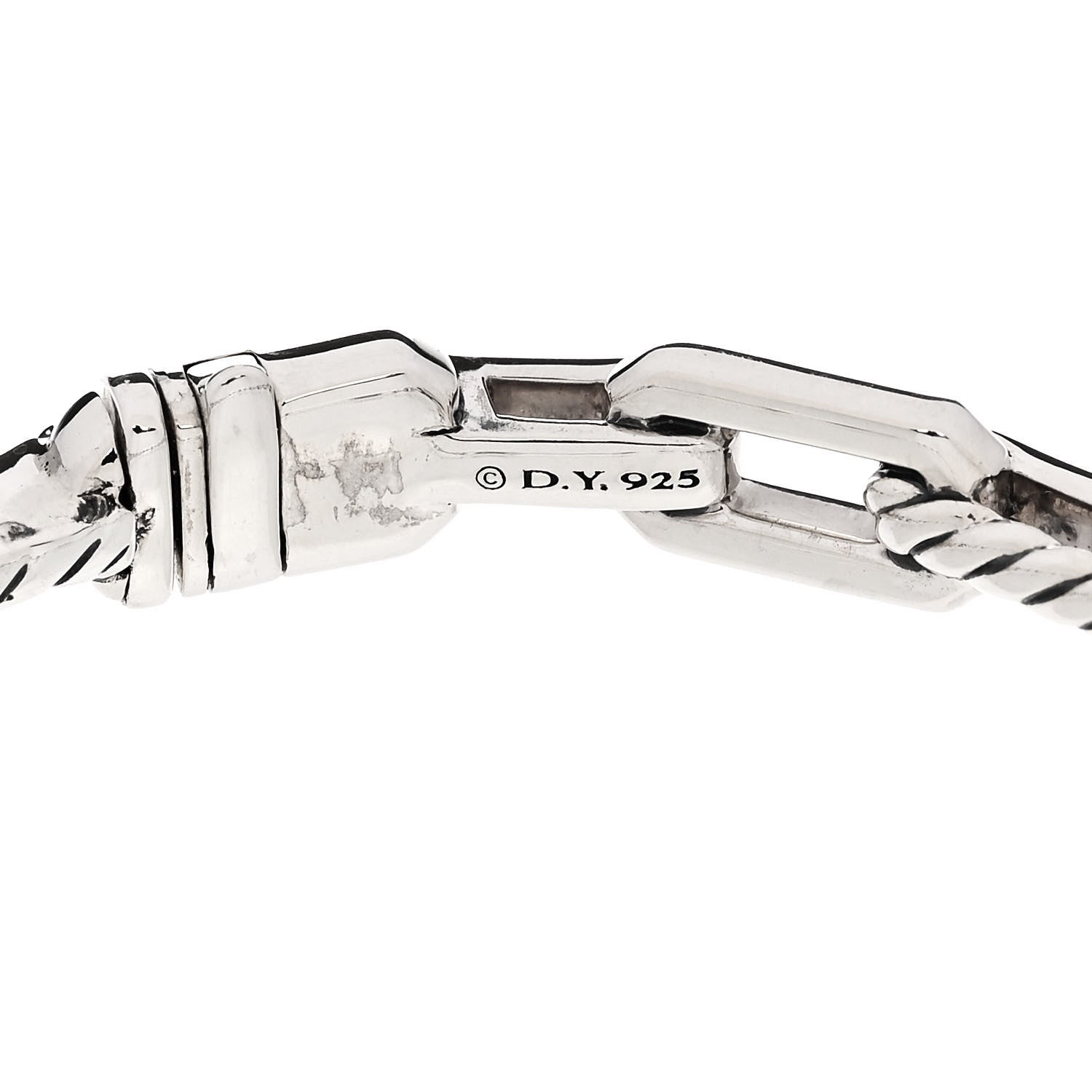 David Yurman Sterling Silver Diamond 7mm Stax Link Bangle Bracelet 3 of 3