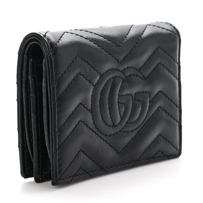 Gucci Calfskin Matelasse GG Marmont Card Case Wallet Black 3 of 10